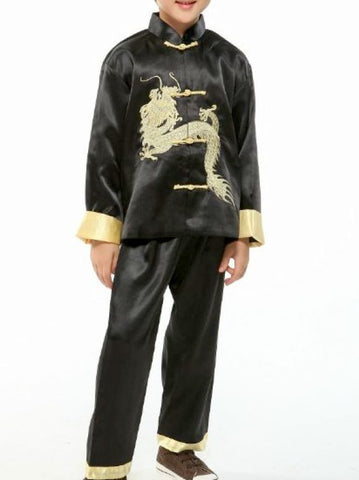 Statement Dragon Satin Outfit for Boys and Juniors (Black)