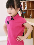 Girls‘ Elegant Chinese Qipao Dress (Hot Pink)