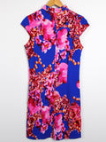 Ladies' Qipao Dress (Cheongsam) in Blue and Pink Floral Print