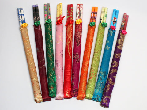 Chopstick Set with Embroidered Carrying Cases
