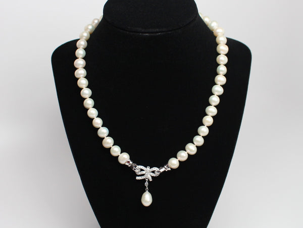 Beautiful Authentic Pearl Necklace with Butterfly Clasp