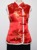 Ladies' Elegant and Festive Traditional Vest in Red with Gold Accents