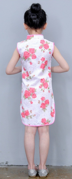 Girls' Gorgeous Light Pink Rose Brocade Qipao Dress