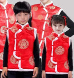 Kids' Precious and Festive Traditional Vest in Red with Gold Accents (Unisex)