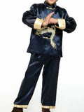 Handsome Dragon Satin Outfit for Boys and Juniors (Navy)