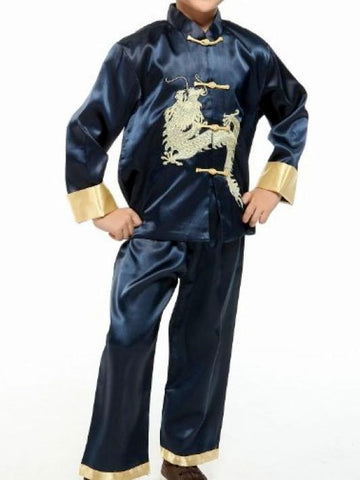 Handsome Dragon Satin Outfit for Boys and Juniors (Navy)