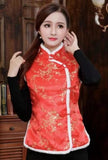 Ladies' Elegant and Festive Traditional Vest in Red with Gold Accents