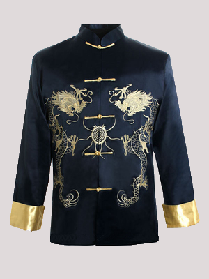Embroidered Double Dragon Men's Top